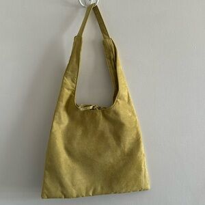 Vintage Nordstrom Suede Summer Triangle Shoulder Bag in Yellow/Green